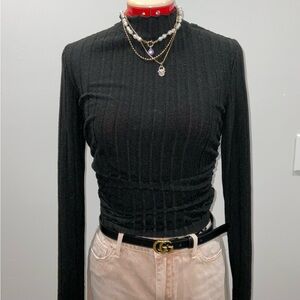 SHEIN Black Ribbed Long Sleeve Top
